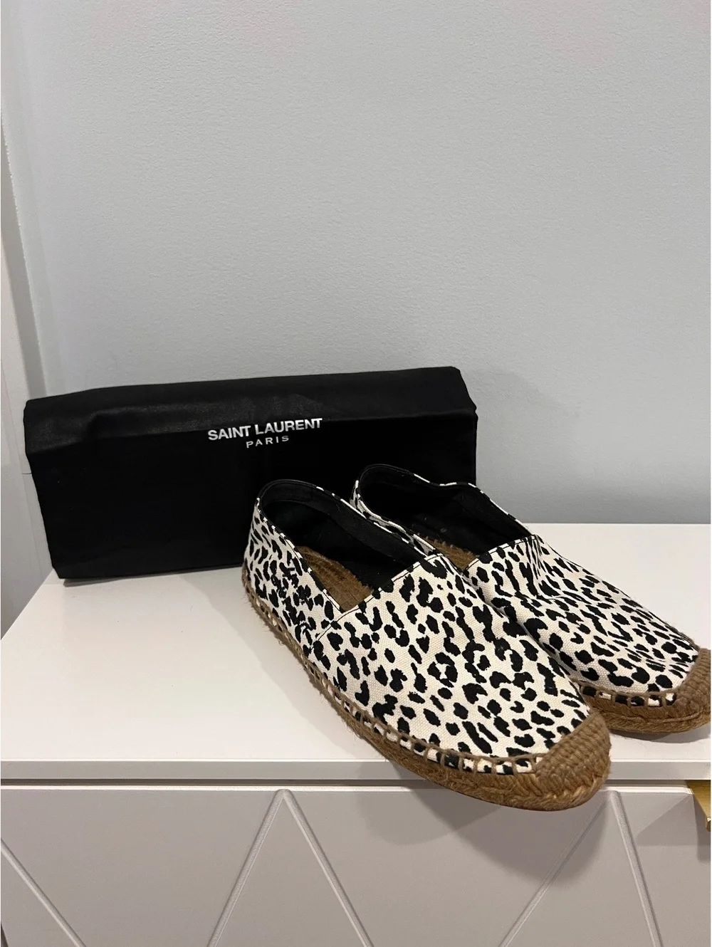 Saint Laurent Paris Leopard Print Espadrilles